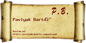 Pavlyak Bartó névjegykártya